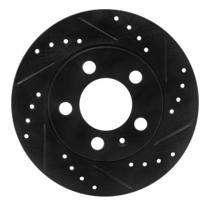 Audi TT Quattro Brake Rotor (1) - Rear Right - R1 Concepts - Drilled & Slotted - Black - `01-`06
